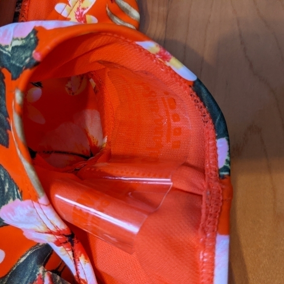 CABANA del sol smacked top tropical flowers orange pink swimsuit size Small New - Picture 6 of 6